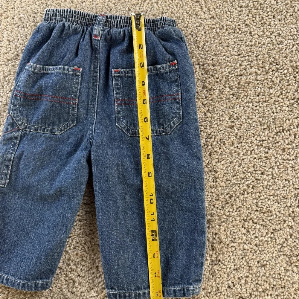 Vintage OshKosh B'gosh Cargo Jeans Baby 6-9 Months Denim Elastic Waist Bear Boys